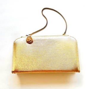 Vintage 60er Jahre Metallic Gold Clutch Space Age Tasche 1960s Shiny Umschlag Handtasche