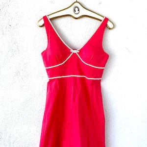 Vintage 60er 70er Jahre Mod Kleid 1960er 1970er Jahre Magenta Rockabilly Baumwoll Kleid