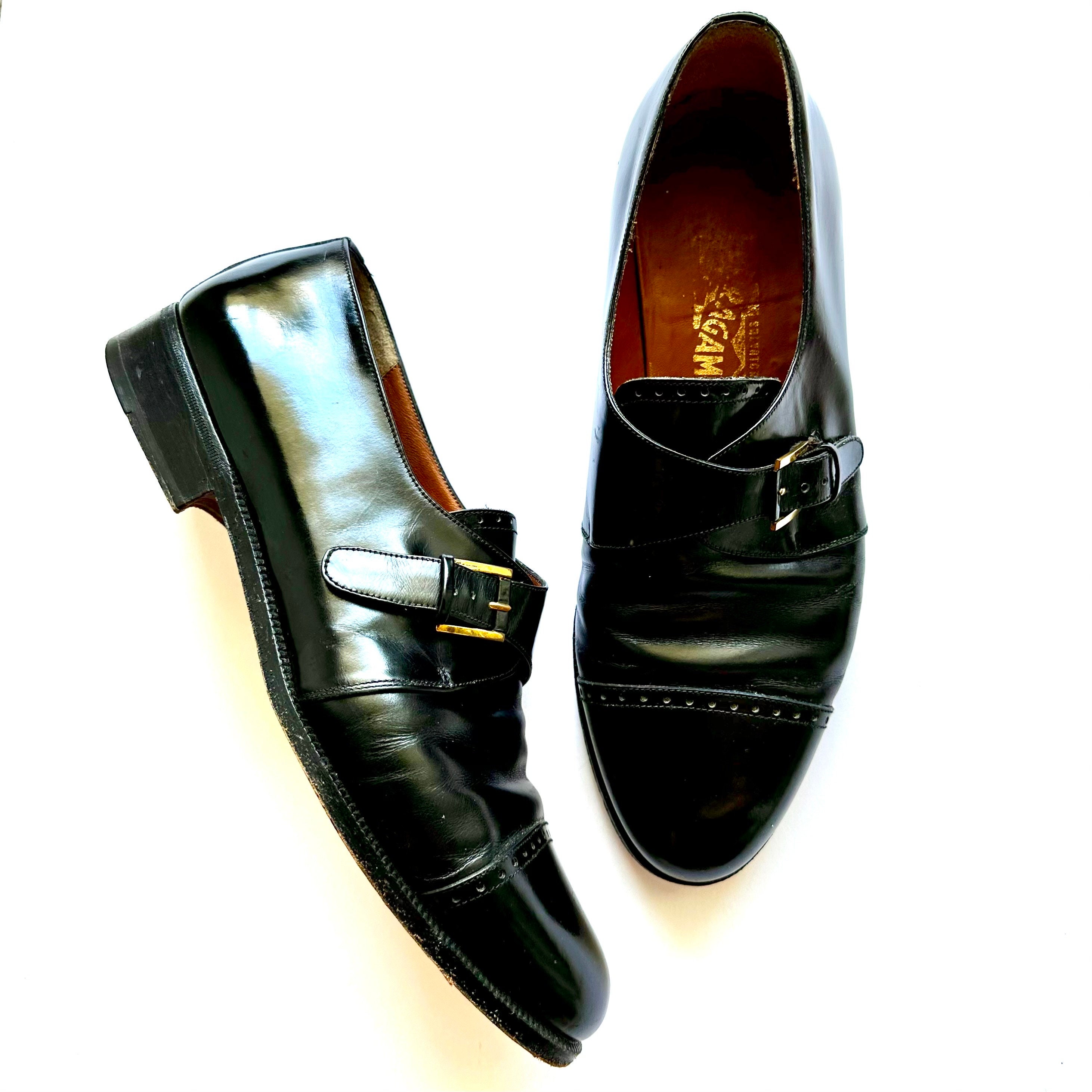 Vintage Salvatore Ferragamo Monk Strap Black Leather Loafers Size 10D Ferragamo Claude leather monk straps - Black - Women|0724865NERO main image 3