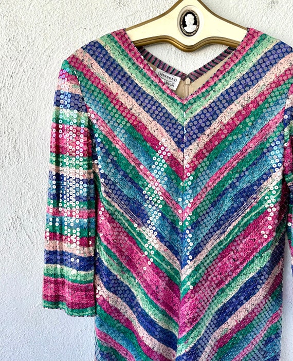 Vintage 1970s Missoni Sequin Knit Top // 70s Disc… - image 5