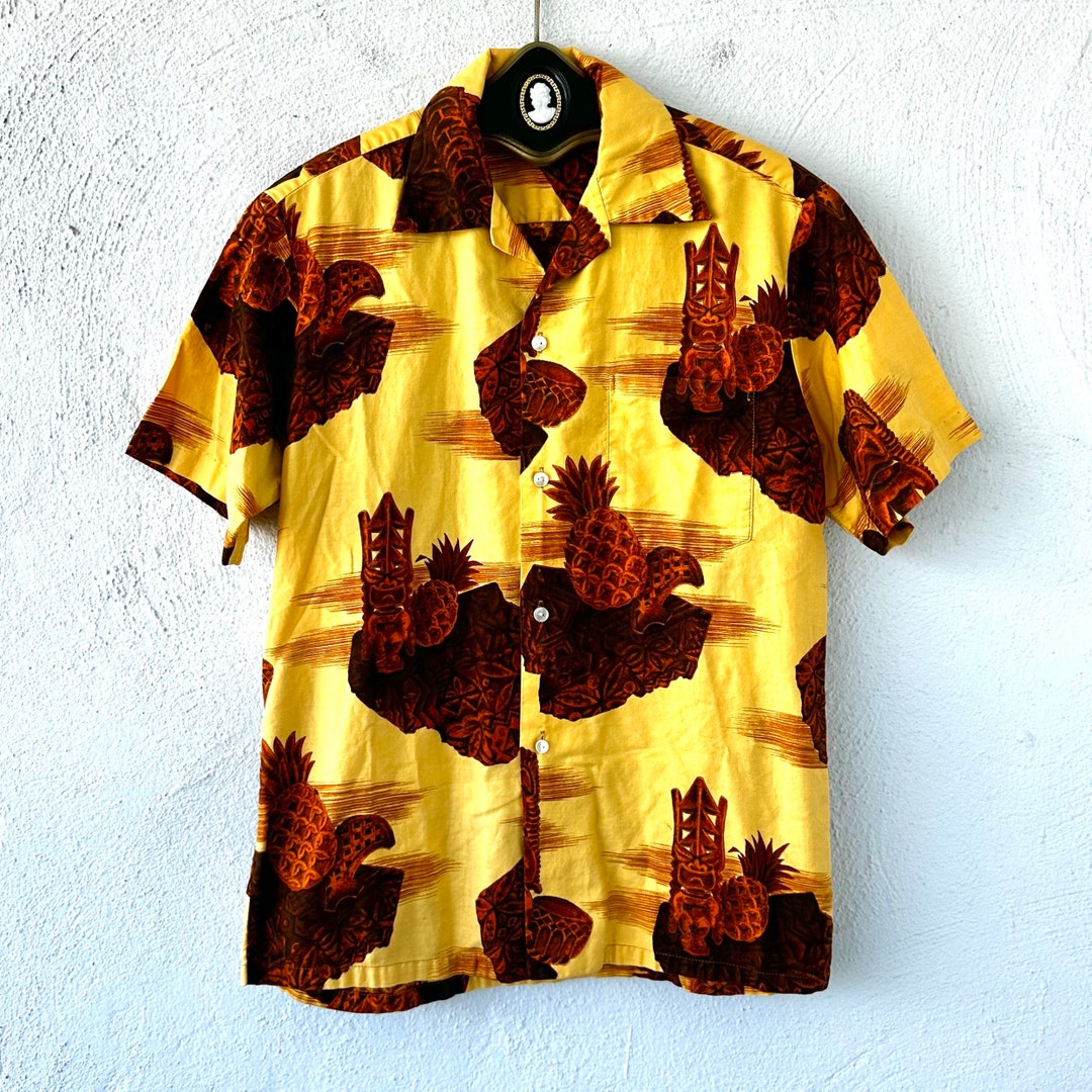 40s 50s アロハシャツ ティキ柄 ヴィンテージ レーヨン レーヨンシャツ
