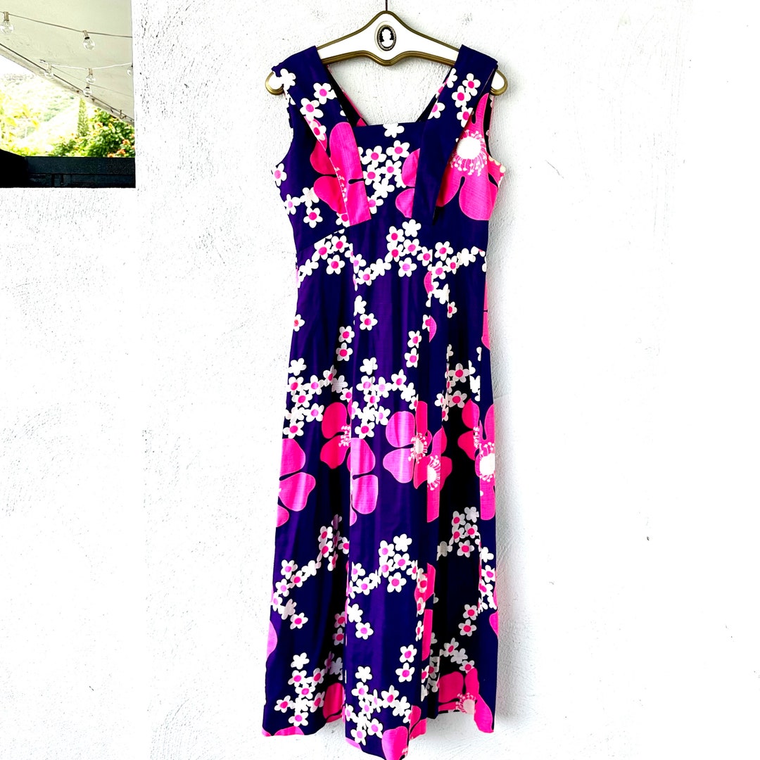 Vintage 60s Hawaiian Flower Power Dress 1960s Hawaii Floral Graphic ...