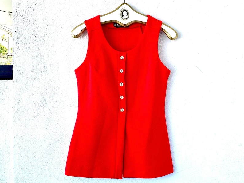 Vintage 60s Mod Catalina Red Tank Top Nautical Tunic image 1
