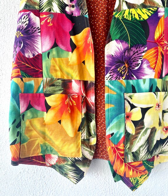 Vintage Hawaiian Quilted Top Hawaii Patchwork Vest Fl… Gem