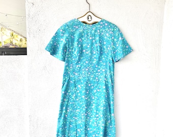 Vintage 50s 60s Dress Bubble Pastel Blue Pink Graphic Polka Dotted Shift