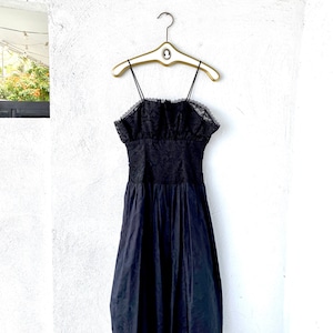 Vintage 50s Tulle Lace Dress 1950s Party Dress Black Bodice