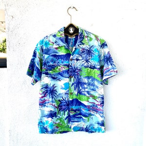 Vintage 50s 60s Hawaiian Aloha Shirt Hawaii Tropical Collared Top