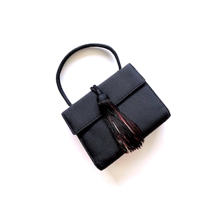 Vintage Burberry Tassel Mini Top Handle Bag Black Small Purse Satchel