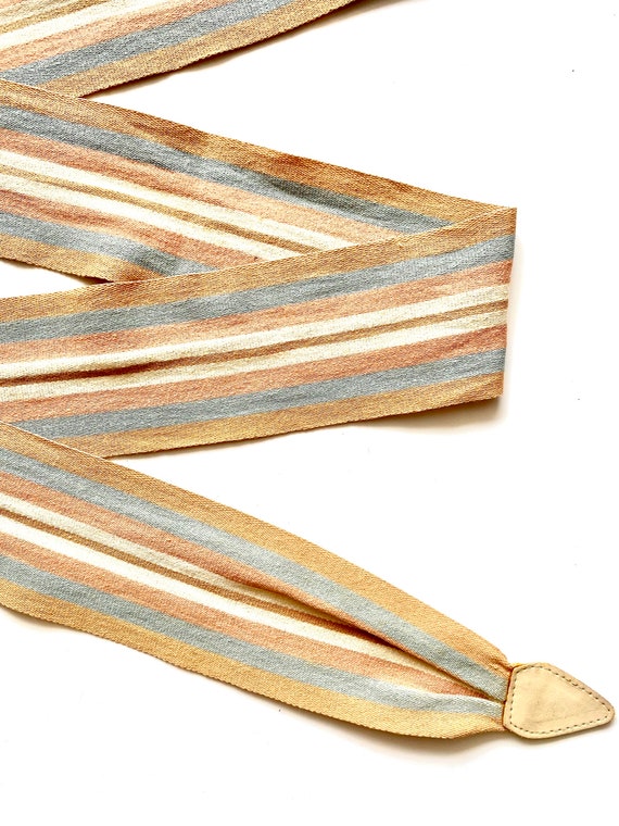 Vintage 70s 80s Wide Striped Belt Tie Sash - image 3