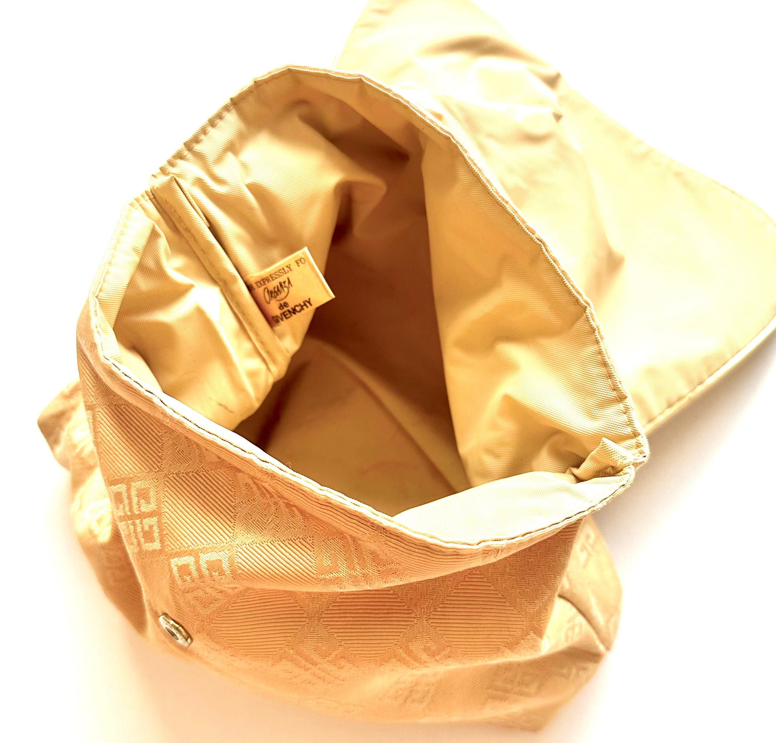 Vintage Givenchy Logo Pouch Golden Clutch Handbag Large 