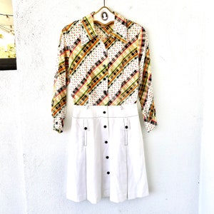 Vintage 60s 70s Large Collar Dress 1960s 1970s Scooter Mod School Girl Collared Dress