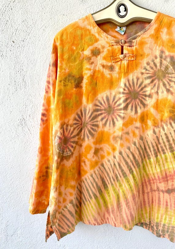 Vintage 70s Indian Boho Gauze Shirt 1970s Hippie … - image 4