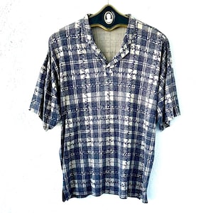 Vintage 90s Gianni Versace Men’s Shirt 1990s Polo Collared Checkered Top