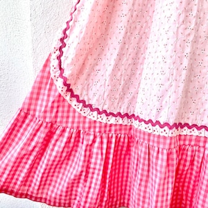 Vintage 60s Gingham Apron Dress: Pink Hawaiian Muumuu, Eyelet Lace - Etsy