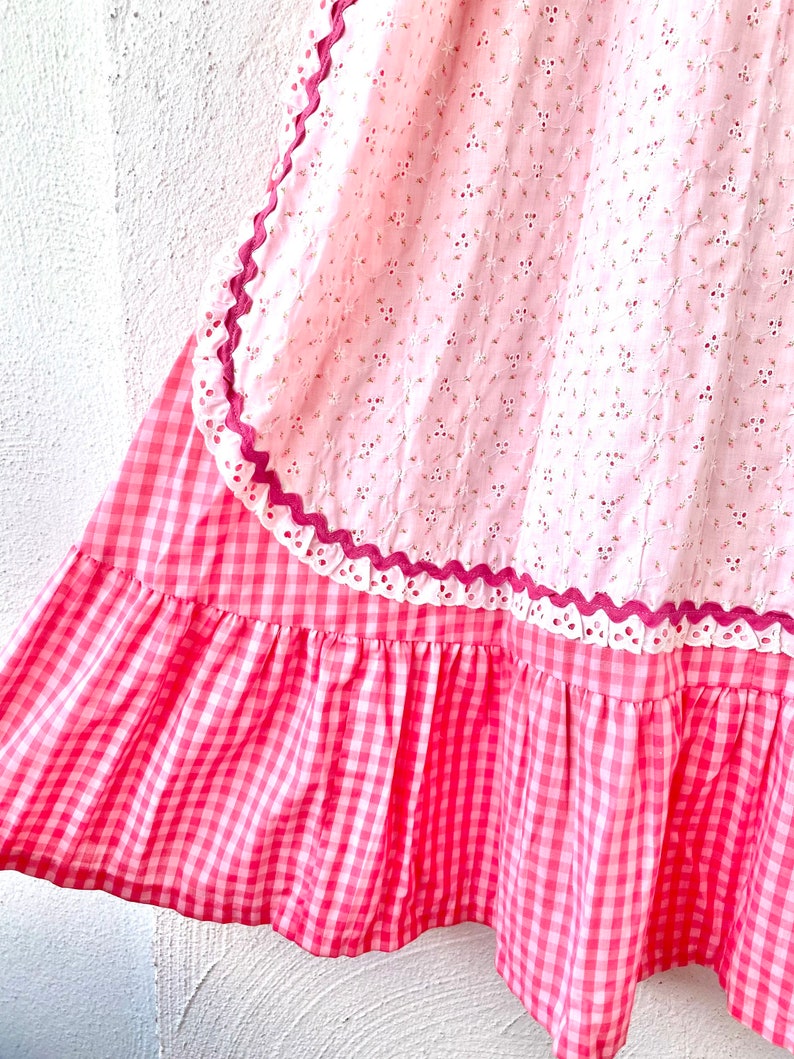 Vintage 60s Gingham Apron Dress: Pink Hawaiian Muumuu, Eyelet Lace - Etsy