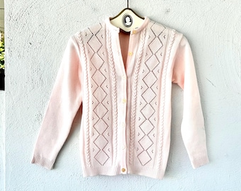 Vintage 50's Mohair Knit Zip up Cardigan Sweater Youth L