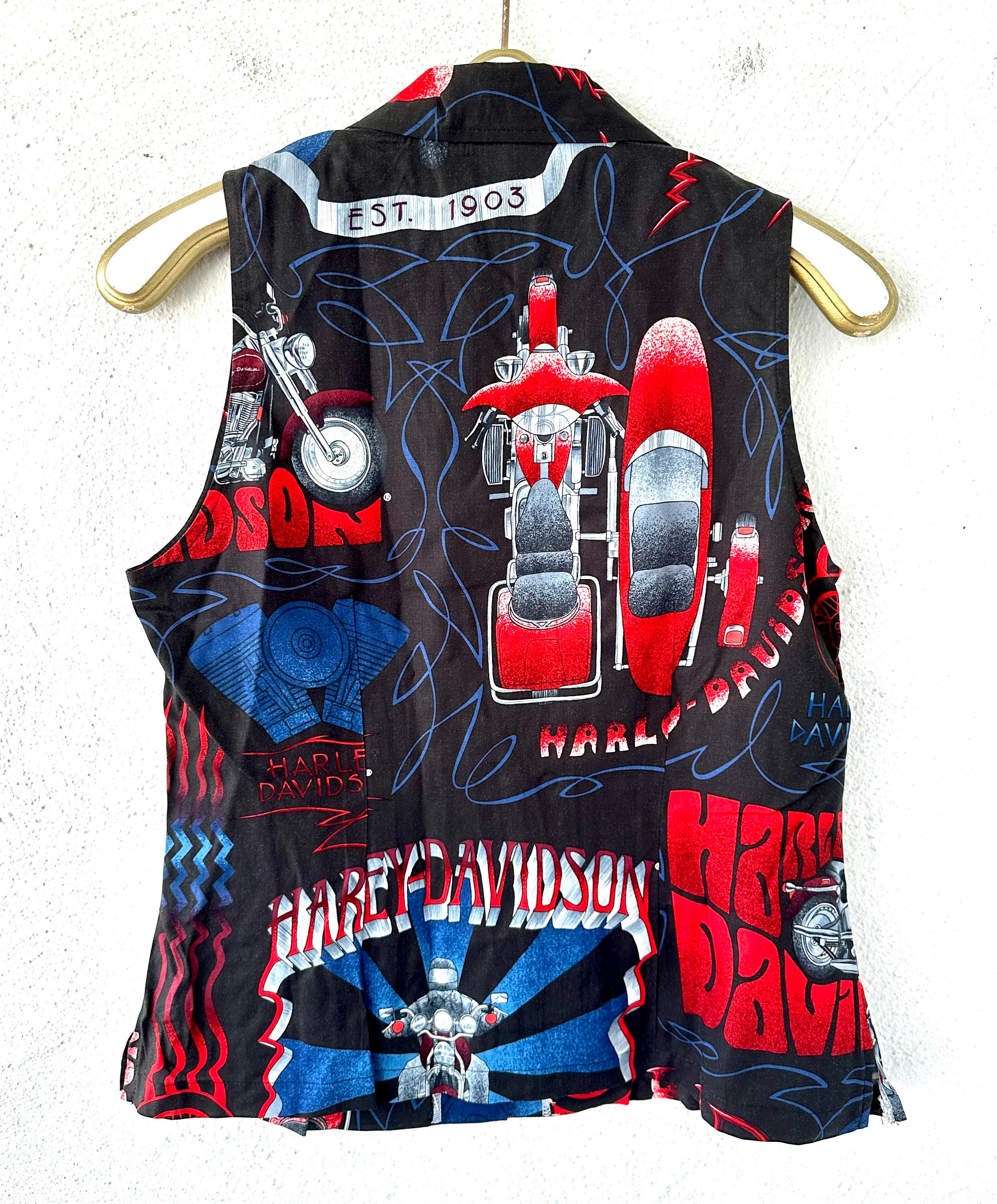 ハーレーダビットソン vintage shury itimi y2k Vintage Y2K Harley Davidson Motor Clothes Striped