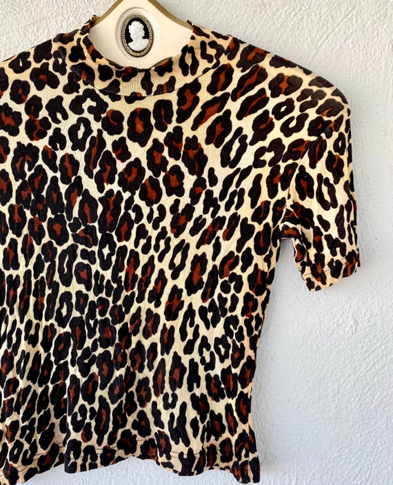 Vintage 90s Cheetah Leopard Animal Print Stretchy… - image 2