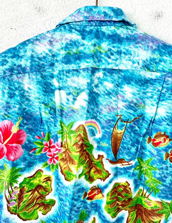 Vintage 60s Hawaiian Aloha Shirt Ui Maikai Hawaii… - image 7