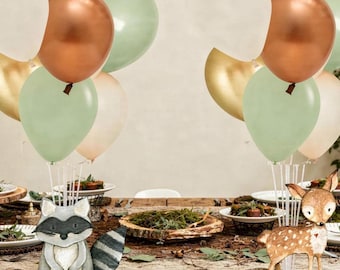Woodland Baby Shower Balloon Centerpiece Set: Deer & Raccoon Decorations