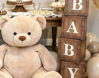 Wood Grain Baby Shower Boxes: 12-Inch Photo Prop Decorations