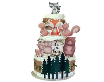 Woodland Baby Shower Diaper Cake Kit, Woodland Animals Baby Shower Diaper Cake Kit, Diaper Cake Kit, Woodland Baby Shower Decorations, Fox