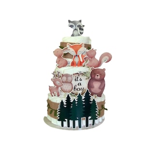 Woodland Baby Shower Diaper Cake Kit, Woodland Animals Baby Shower Diaper Cake Kit, Diaper Cake Kit, Woodland Baby Shower Decorations, Fox