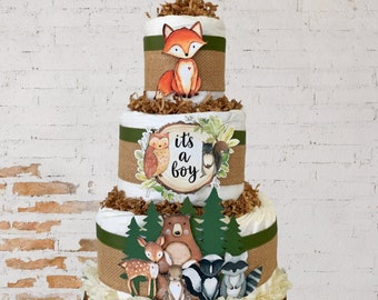woodland diaper cake ideas