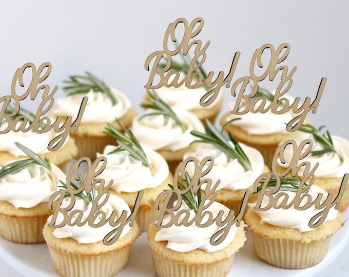 Oh Baby Cupcake Topper Custom Cupcake Topper Baby Shower Etsy