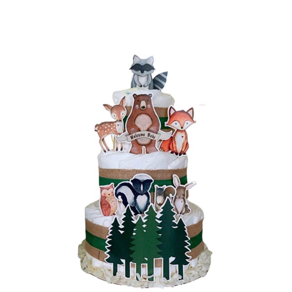 Woodland Baby Shower Diaper Cake Kit, Woodland Animals Baby Shower Diaper Cake Kit, Diaper Cake Kit, Woodland Baby Shower Decorations, Fox