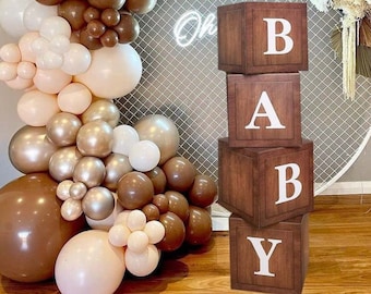 Wood Grain Baby Shower Boxes, Teddy Bear Baby Shower Boxes, Baby Block Boxes, DIY Baby Shower Photo Prop, Mom to Be Decorations, Baby Shower