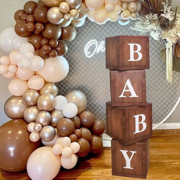 Wood Grain Baby Shower Boxes, Teddy Bear Baby Shower Boxes, Baby Block Boxes, DIY Baby Shower Photo Prop, Mom to Be Decorations, Baby Shower