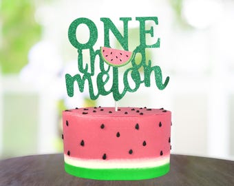 One in a Melon Glitter Cake Topper: First Birthday Party