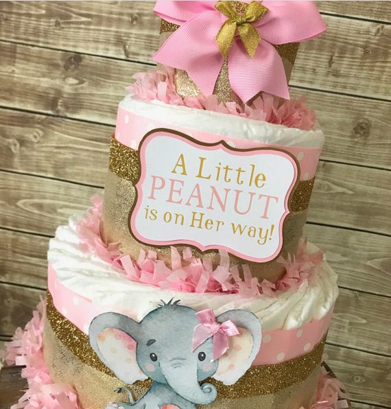 pink & gold baby shower cake