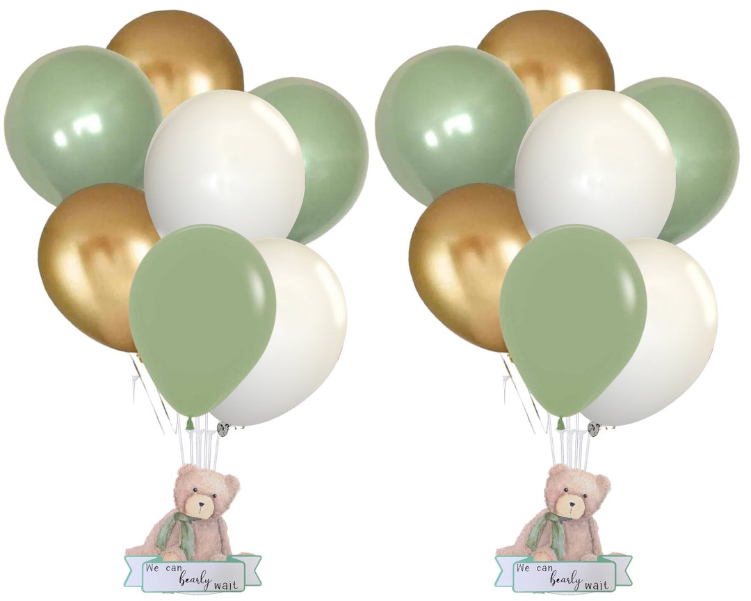 82 PCS Baby Shower Decorations for Boy Girl Kit - Transparent Baby Block  Balloon Box Includes BABY, Alphabet Letters White Sage Green Gold Balloons
