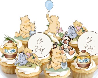 Winnie the Pooh Cupcake Toppers: Classic Pooh Party Decorations - Set of 12