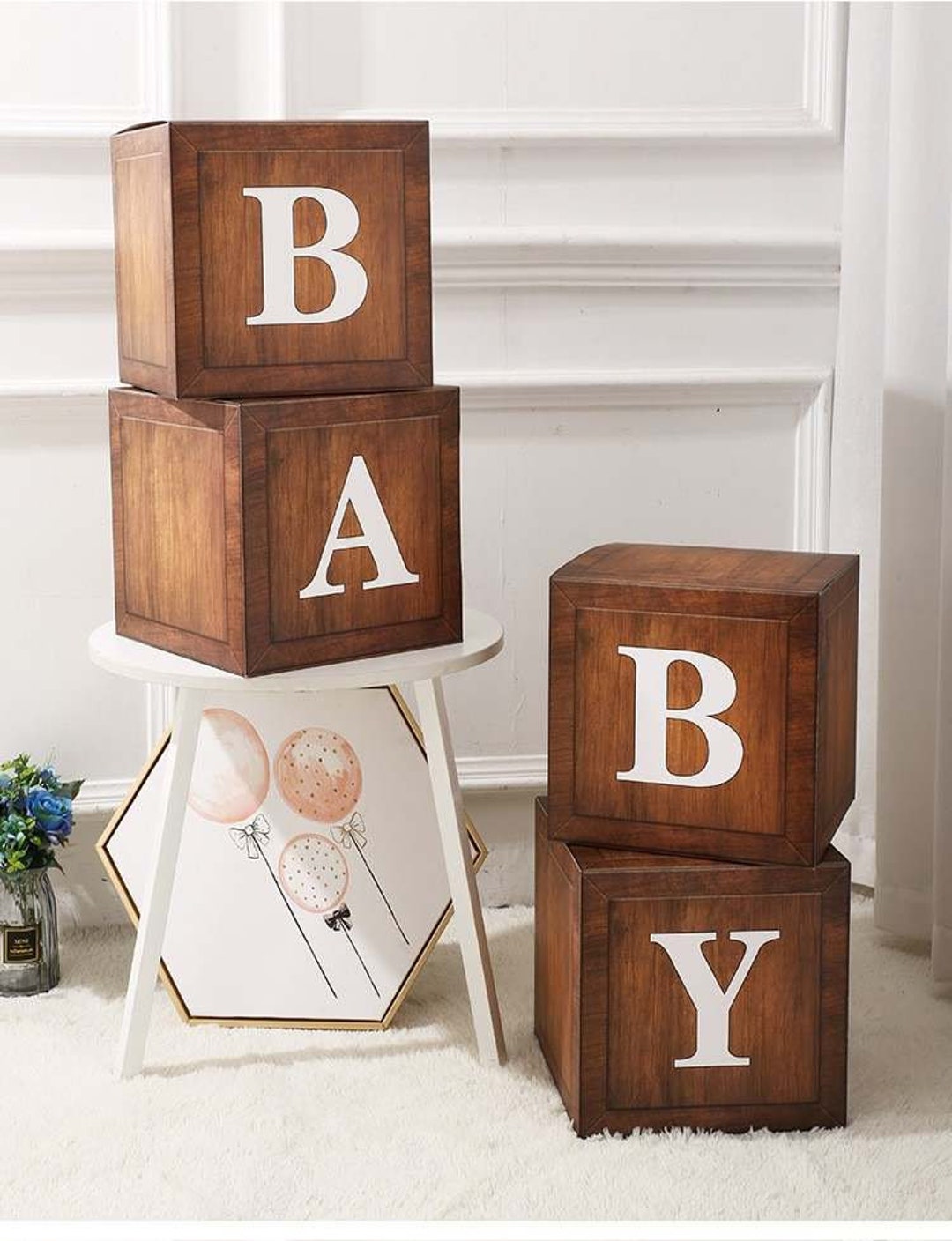 Wood Grain Baby Shower Boxes Teddy Bear Baby Shower Boxes Baby Block Boxes DIY Baby Shower Photo Prop Mom to Be Decorations Baby Shower Etsy
