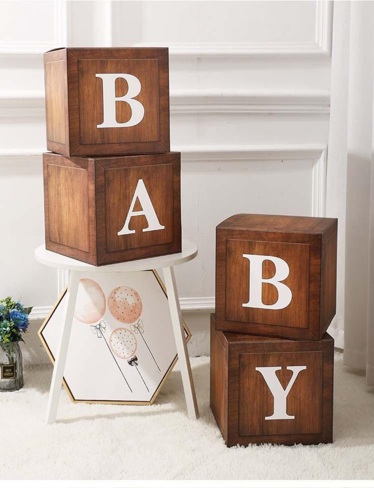 Wood Grain Baby Shower Boxes Teddy Bear Baby Shower Boxes Etsy