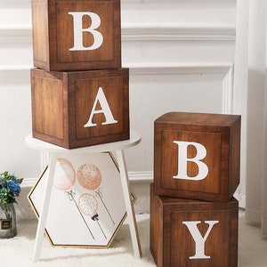 Wood Grain Baby Shower Boxes, Teddy Bear Baby Shower Boxes, Baby Block Boxes, DIY Baby Shower Photo Prop, Mom to Be Decorations, Baby Shower