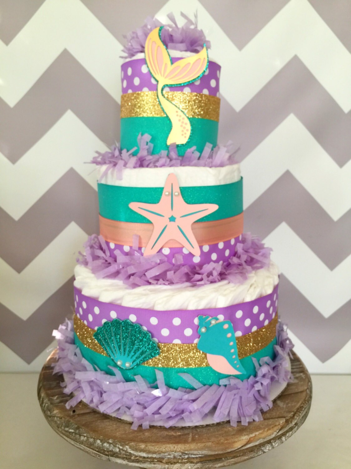 Mermaid Diaper Cake Under The Sea Baby Shower Centerpiece Etsy
