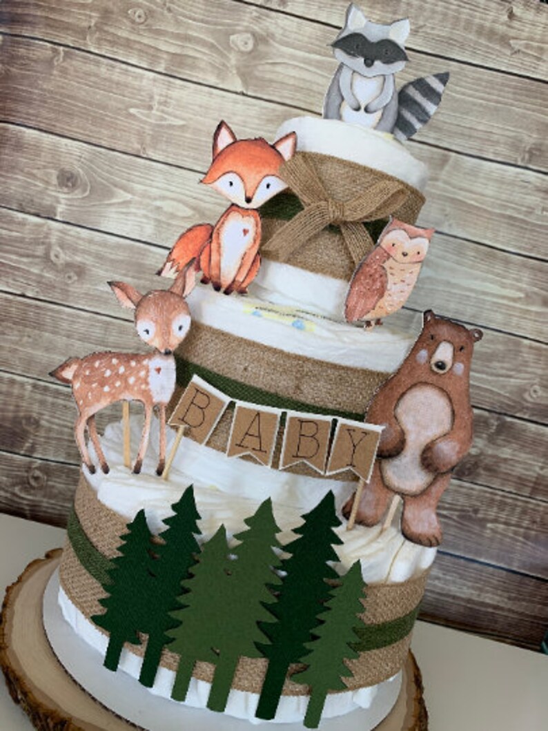 Woodland Diaper Cake Kit Woodland Creatures Baby Shower Etsy