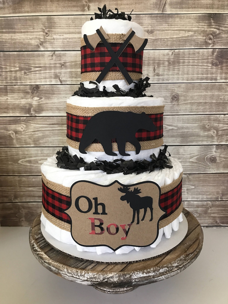 Oh Boy Buffalo Check Diaper Cake Lumberjack Baby Shower Etsy