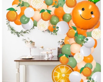 Little Cutie Balloon Garland, Little Cutie Baby Shower, Little Cutie, Baby Shower Balloon Garland, Citrus Birthday Balloons, Balloon Arch