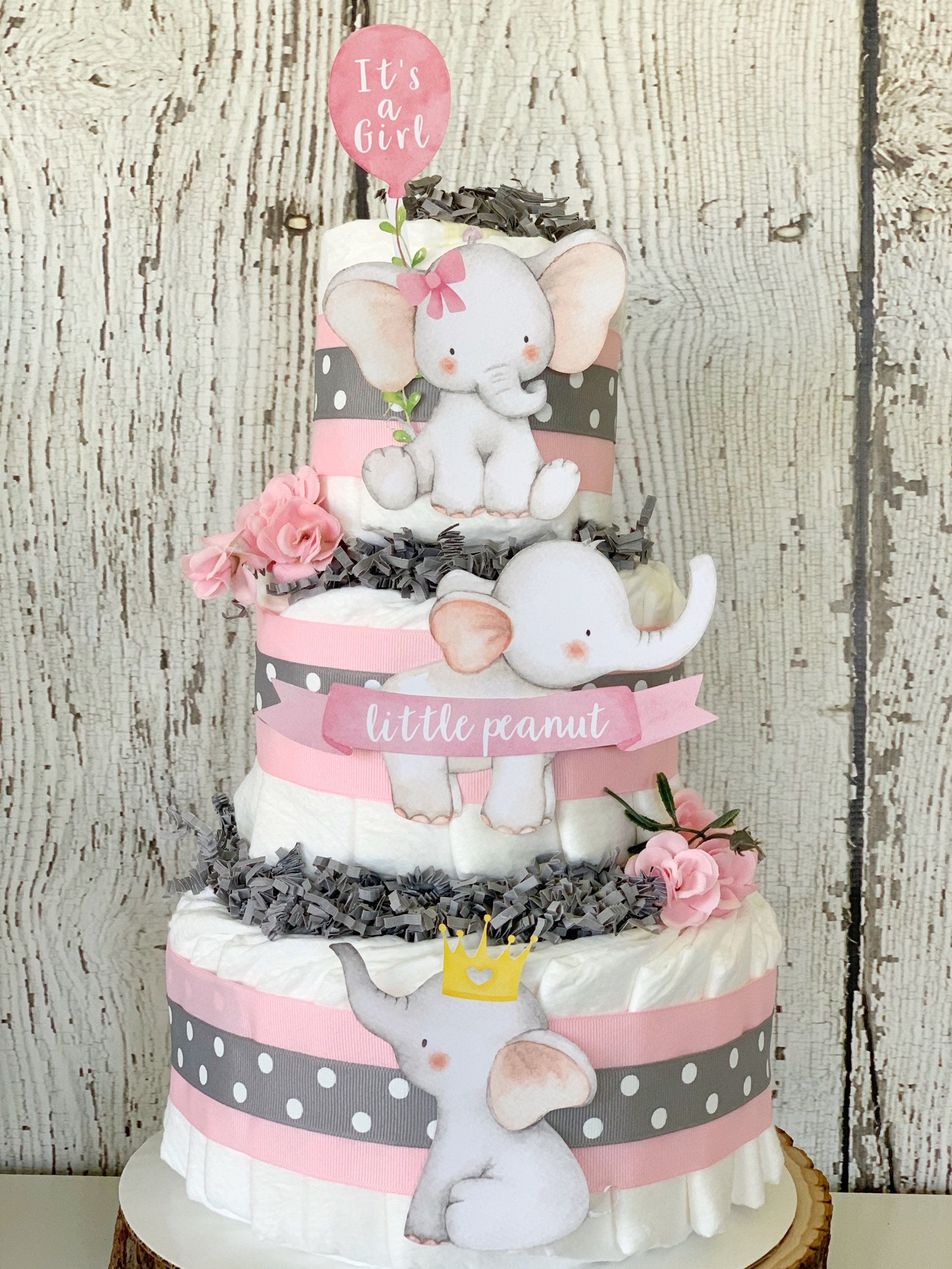 Little Peanut Diaper Cake Kit for GirlsVirtual Baby Shower Etsy