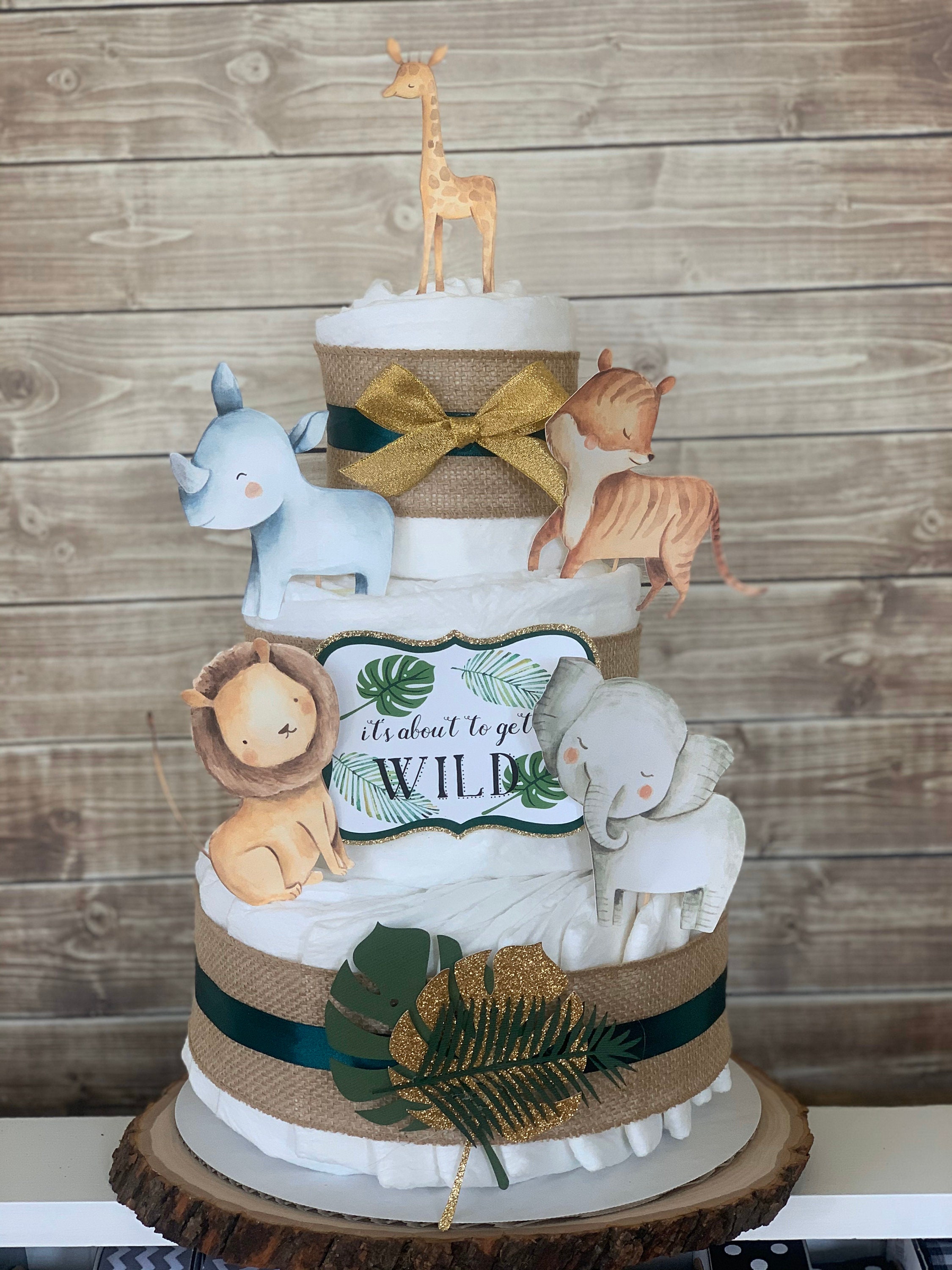Safari Diaper Cake Kit Tropical Animals Baby Shower Etsy