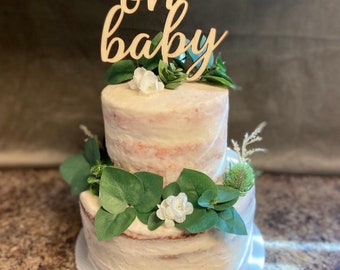 Oh Baby Wooden Cake Topper: Boho Baby Shower Decor