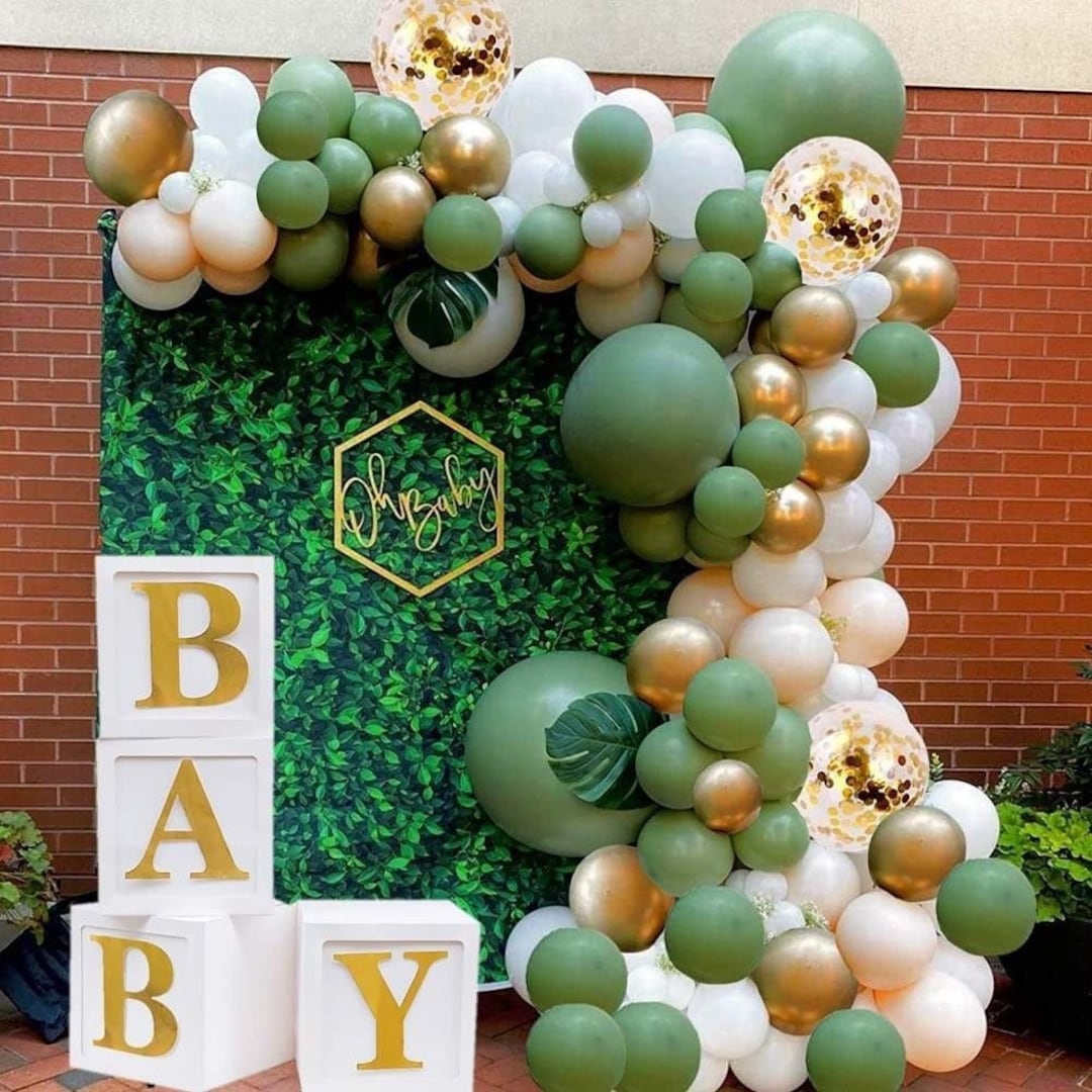 White Boxes for Baby Shower With Gold BABY Letters, Baby Shower