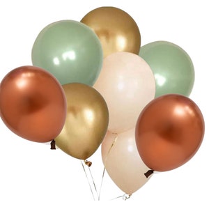 Eucalyptus Baby Shower Balloons: Sage Green, Champagne, Copper, Gold