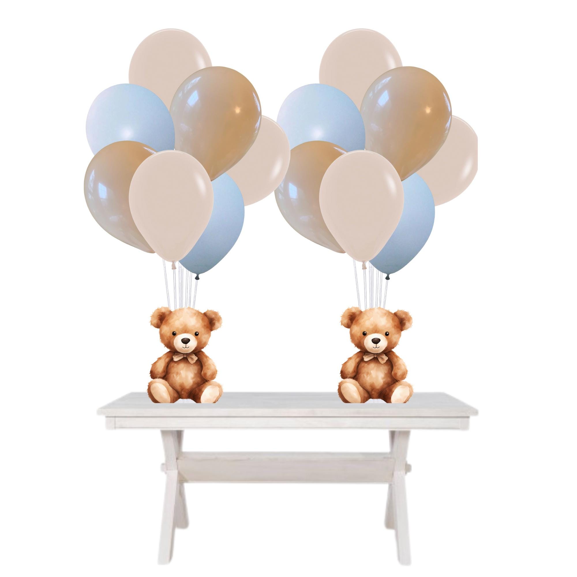 Teddy Bear Baby Shower Balloon Centerpieces: Tan & Blue Set of 2 - Etsy