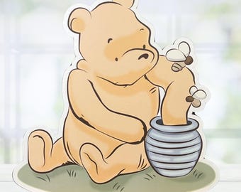 Winnie the Pooh Wood Cutout: Engraved Nursery Decor, Baby Shower Centerpiece